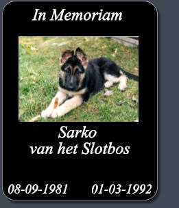 In Memoriam            Sarko     van het Slotbos 08-09-1981       01-03-1992